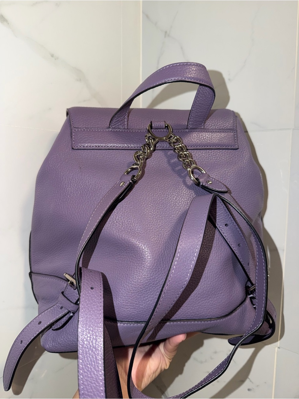 Coach Purple Pebble Leather Drawstring Backpack - Picture 2 of 7